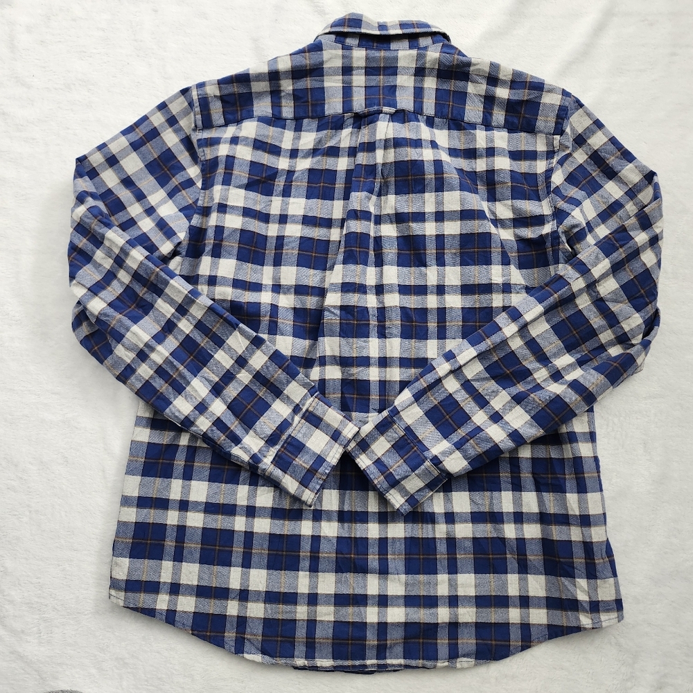 L.L. BEAN Signature Slim‎ Fit Oxford Shirt Untucked Fit Blue White Plaid Medium - Picture 4 of 11